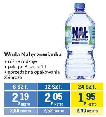 Woda Nałęczowianka różne rodzaje promocja w Makro