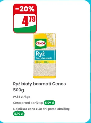 Ryż biały basmati Cenos promocja w Dino