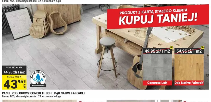 Panel podłogowy Dąb Native Fairwolf 8 mm AC5 promocja w Merkury Market
