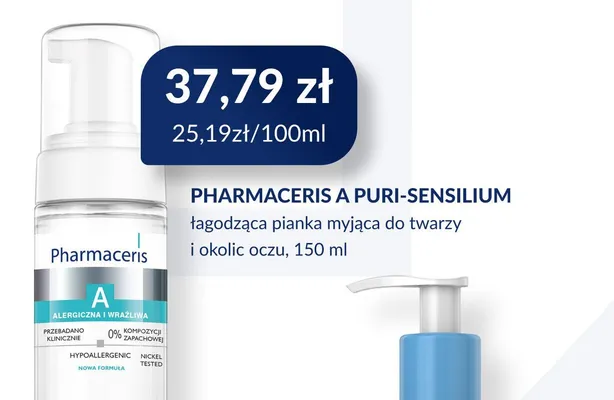 Pianka łagodząca myjąca do twarzy i okolic oczu Pharmaceris A Puri-Sensilium promocja w DOZ.PL