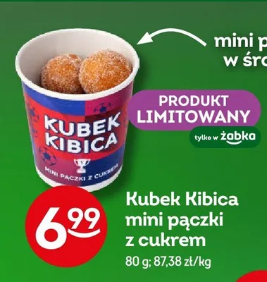 Mini pączki z cukrem produkt limitowany Kubek Kibica promocja w Żabka