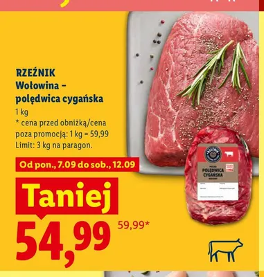 Wołowina - polędwica cygańska Rzeźnik promocja w Lidl