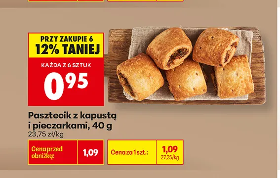 Pasztecik z kapustą i pieczarkami promocja w Biedronka