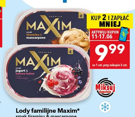 Lody familijne Maxim smak jogurt & owoce leśne promocja w LEWIATAN