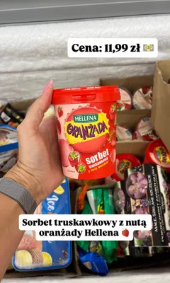 Sorbet truskawkowy z nutą oranżady Hellena promocja w Dino