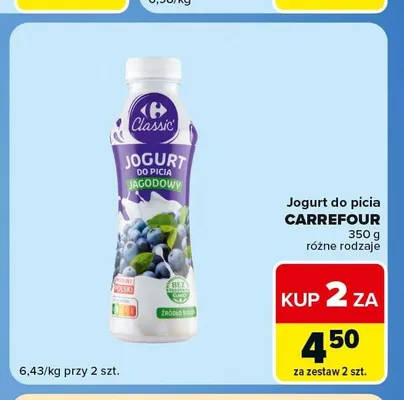 Jogurt do picia Carrefour Classic jagodowy promocja w Carrefour Express