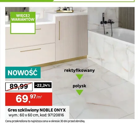 Gres szkliwiony Noble Onyx promocja w Leroy Merlin