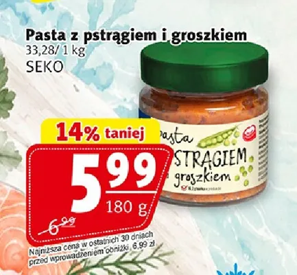 Pasta z pstrągiem i groszkiem Seko promocja w Prim Market