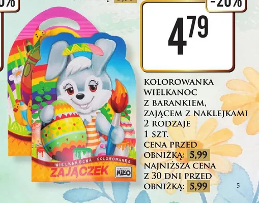 Kolorowanka Wielkanoc z zającem Dino promocja w Dino