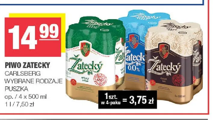 Piwo Zatecky 4-pak promocja w SPAR