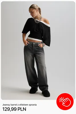 Jeansy barrel z efektem sprania Cropp promocja w Cropp