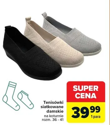 Tenisówki siatkowane damskie na koturnie rozm. 36-41 promocja w Carrefour