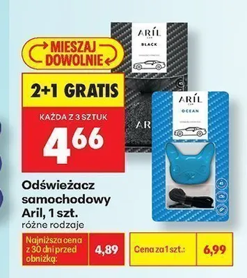 Odświeżacz samochodowy Aril Black promocja w Biedronka