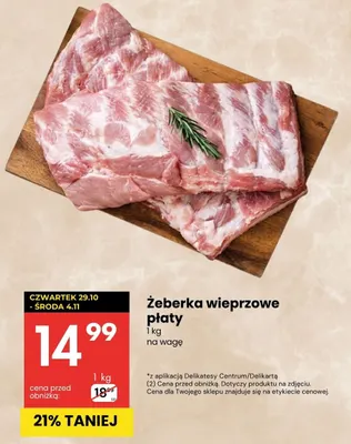 Żeberka wieprzowe płaty promocja w Delikatesy Centrum