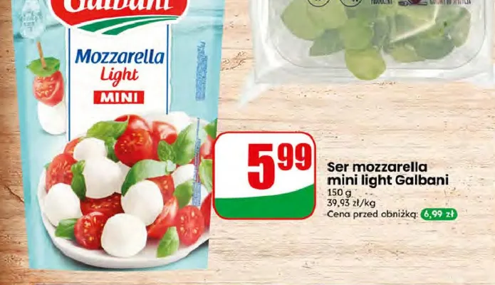 Ser mozzarella mini light Galbani promocja w Dino