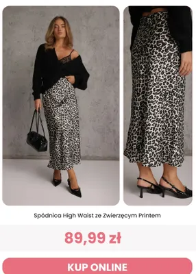 Spódnica High Waist ze zwierzęcym printem Renee promocja w Renee