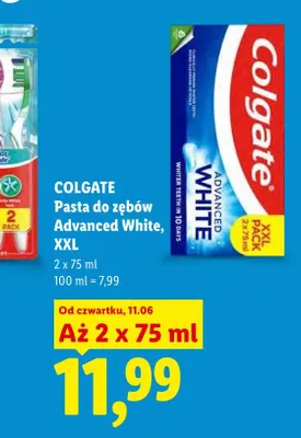 Pasta do zębów Colgate Advanced White XXL 2-pak promocja w Lidl