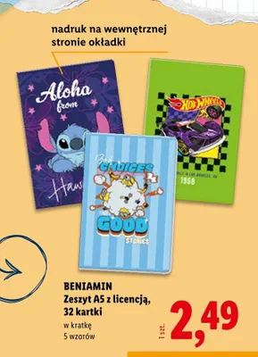Zeszyt A5 z licencją Beniamin 32 kartki promocja w Lidl