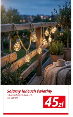 Solarny łańcuch świetlny 10 ciepłobiałych diod LED promocja w KiK