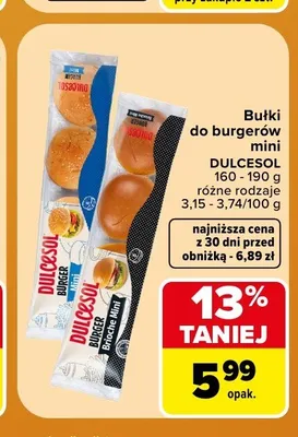 Bułki do burgerów mini Brioche Dulcesol promocja w Carrefour Market