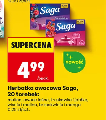 Herbatka owocowa Saga owoce leśne promocja w Biedronka