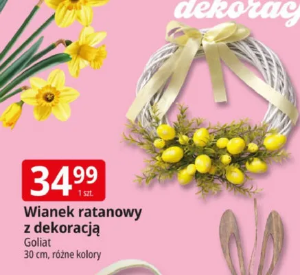 Wianek ratanowy z dekoracją Goliat promocja w Leclerc