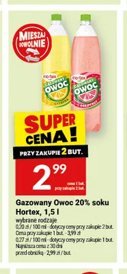 Gazowany Owoc 20% soku Hortex grejpfrut promocja w Twój Market