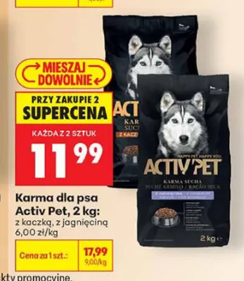 Karma dla psa Activ Pet z kaczką promocja w Biedronka