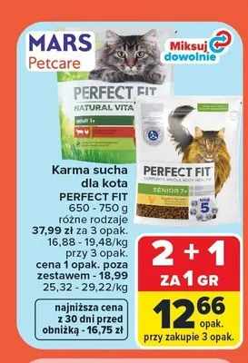 Karma sucha dla kota Perfect Fit Natural Vita Adult 1+ promocja w Carrefour Market