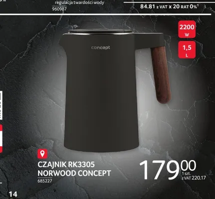 Czajnik CONCEPT RK3305 NORWOOD 2200W 1,5l promocja w Selgros