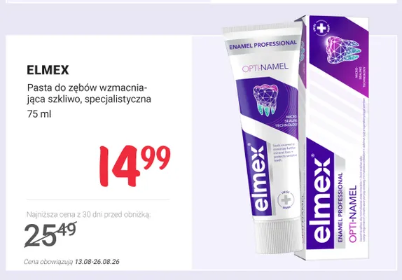 Pasta do zębów wzmacniająca szkliwo specjalistyczna Elmex Enamel Professional Opti-Namel promocja w Rossmann