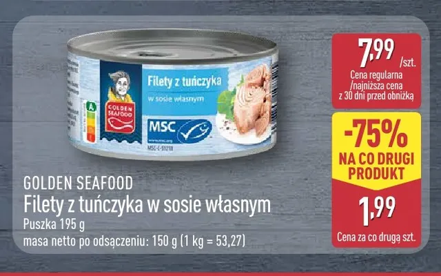 Filety z tuńczyka w sosie własnym Golden Seafood promocja w Aldi