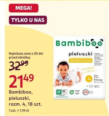 Pieluszki bambusowe Bambiboo rozmiar 4 promocja w Rossmann