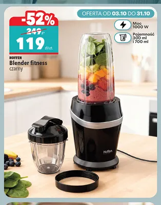 Blender fitness czarny Hoffen promocja w Biedronka