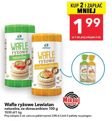 Wafle ryżowe ze słonecznikiem promocja w LEWIATAN