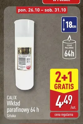 Wkład parafinowy 64 h Calix promocja w Aldi
