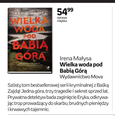 Książka Irena Małysa Wielka woda pod Babią Górą Wydawnictwo Mova promocja w Empik