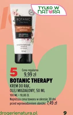 Krem do rąk Botanic Therapy Olej Migdałowy promocja w Drogerie Natura