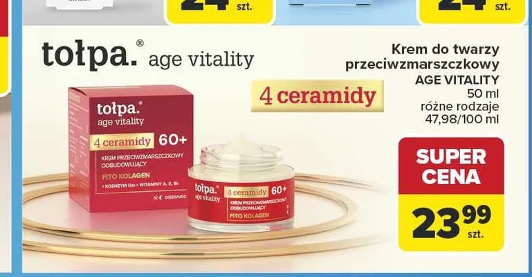 Krem do twarzy przeciwzmarszczkowy Tołpa Age Vitality promocja w Carrefour