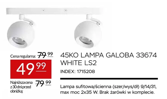 45KO lampa Galoba 33674 White LS2 promocja w Abra Meble