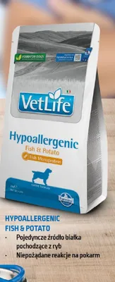 Karma dla psów VetLife Hypoallergenic Fish & Potato promocja w Aquael zoo