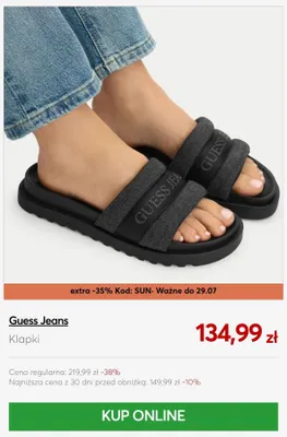 Klapki Guess Jeans promocja w eobuwie.pl