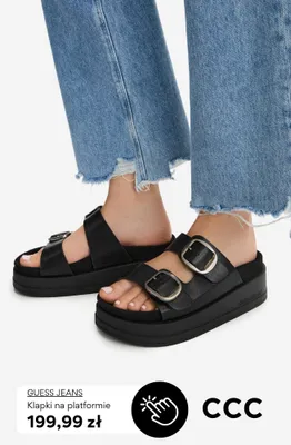 Klapki na platformie GUESS JEANS promocja w CCC