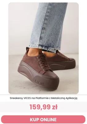 Sneakersy VICES na Platformie z Metaliczną Aplikacją promocja w Renee