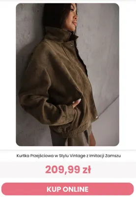 Kurtka przejściowa w stylu vintage z imitacji zamszu Reneé promocja w Renee
