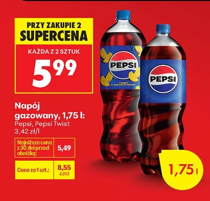 Napój gazowany Pepsi, Pepsi Wtist 1,75 l promocja w Biedronka