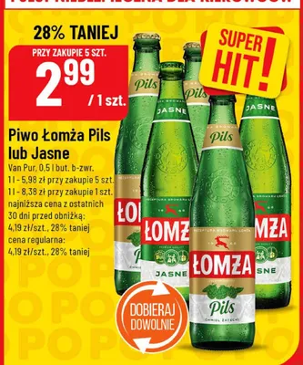 Piwo Łomża Pils lub Jasne promocja w POLOmarket