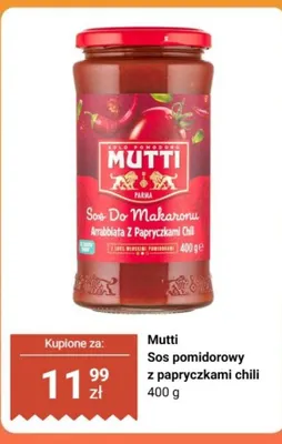 Sos do makaronu Mutti Arrabbiata z papryczkami chili promocja w Biedronka