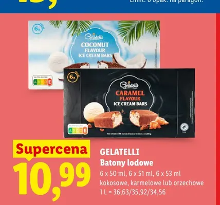 Batony lodowe Gelatelli kokosowe 6-pak promocja w Lidl