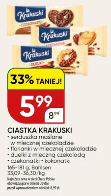 Ciastka Krakuski Duelki z mleczną czekoladą promocja w Chata Polska